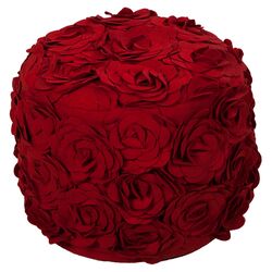 Rose Bud Pouf Ottoman in Red