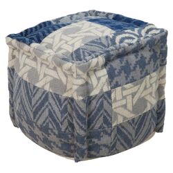 Square Pouf in Blue & Grey