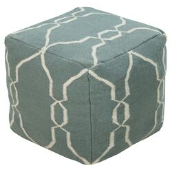 Square Pouf in Aqua & Ivory