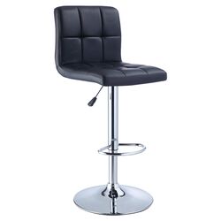 Quilted Faux Leather Adjustable Barstool in Black