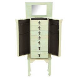 Ningbo Way Jewelry Armoire in Distressed Rustic Green