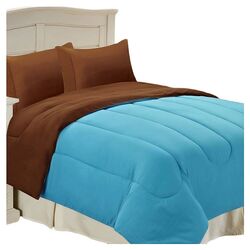 Reversible Comforter in Turquoise & Chocolate