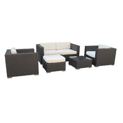 Malibu 5 Piece Seating Group in Espresso with White Cushions