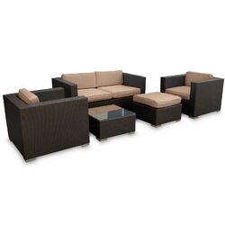 Malibu 5 Piece Seating Group in Espresso with Mocha Cushions