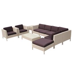 La Jolla 9 Piece Seating Group in Tan with Brown Cushions