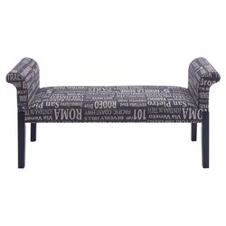 Linen Fabric Bench in Gray