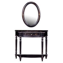 Maribeth Console Table and Mirror Set in Black