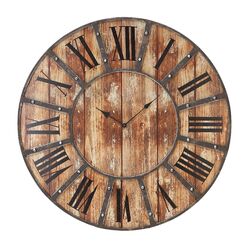 Round Wall Clock in Brown
