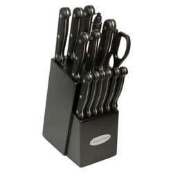 Contemporary 15 Piece Knife Block Set in Elegant Black