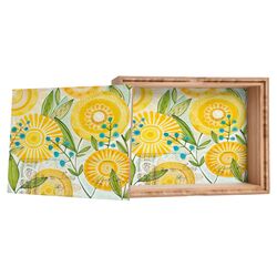Sun Burst Flowers Rectangle Storage Box by Cori Dantini