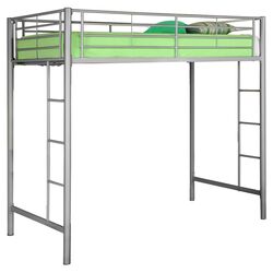 Twin Loft Bed with Built-In Ladder in Silver