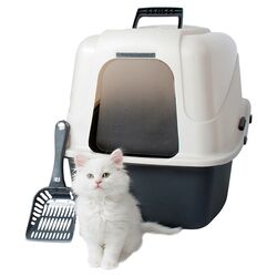 X-Large Deluxe Hooded Litter Box in Pearl & Green