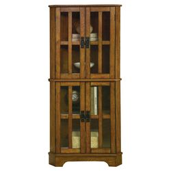 Corner Curio Cabinet in Warm Oak