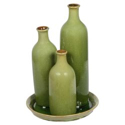 4 Piece Vase Set in Green