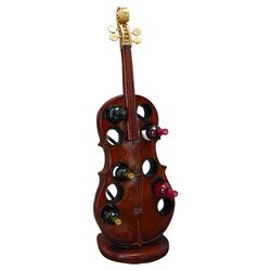 Cello Statue 10 Bottle Wine Rack in Red Brown