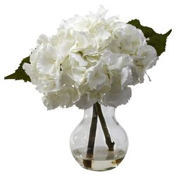 Blooming Hydrangea Arrangement in White