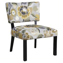 Floral Slipper Chair in Yellow & Gray