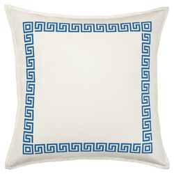 Greek Key Canvas Pillow in Blue