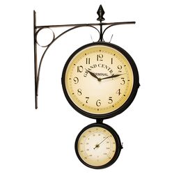 Bracket Clock with Thermometers in Dark