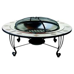 Mosaic Tile Fire Pit Table in Black & White
