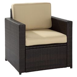 Palm Harbor Wicker Seating Chair in Brown & Khaki (Set of 2)