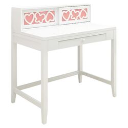 Hearts Writing Desk with Hutch in White