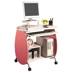 Compact Computer Desk in Pink & White