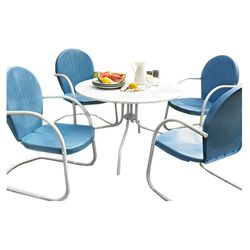 Griffith Metal 5 Piece Dining Set in Sky Blue