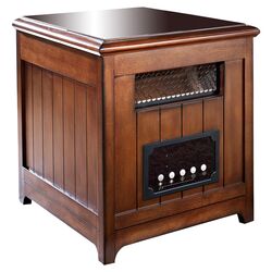 Decorative Side Table Infrared Cabinet Space Heater in Burnished Pecan