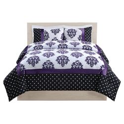 Francesca Dot 3 Piece Full Comforter Set in Purple