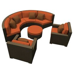 Hampton 5 Piece Seating Group Set in Canvas Rust