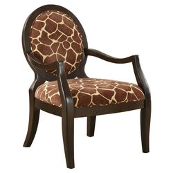 Giraffe Distressed Fabric Armchair in Tan & Brown