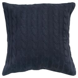 Cable Knit Wooden Button Closure Pillow in Dark Gray