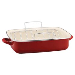 Rachael Ray Open Roaster with Rack in Red