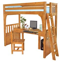Convertible Twin Loft Bed & Desk in Honey