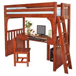 Convertible Twin Loft Bed & Desk in Merlot