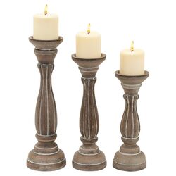 3 Piece Candlestick Set in Brown