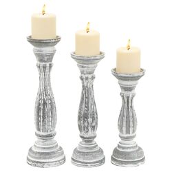 3 Piece Candlestick Set in Gray