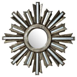 Deco Sunburst Wall Mirror in Silver & Gold