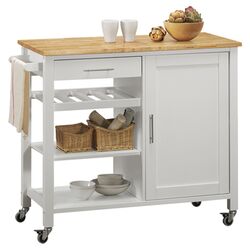 Calgary Wood Top Kitchen Cart in White