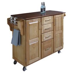 Martinique Cherry Top Kitchen Cart in Natural