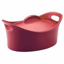Rachael Ray Bubble & Brown 4.25 Qt. Casserole with Lid in Red