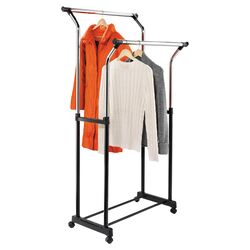 Flared Double Garment Rack in Black and Chrome