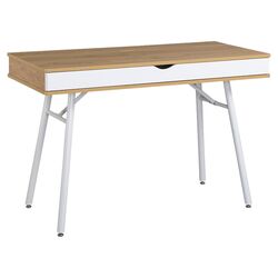 Cord Management Workstation in White & Pine