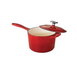 Cast Iron Covered Sauce Pan in Red