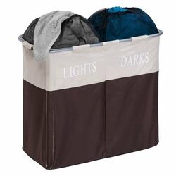 Dual Compartment Hamper in Brown & Taupe