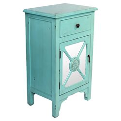 Mirror Insert Wooden Cabinet in Turquoise