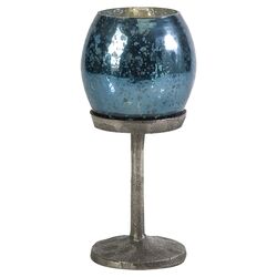 Mercury Glass Votive in Ocean Blue