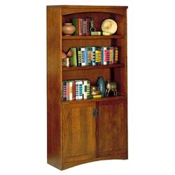 California Bungalow Bookcase with Lower Doors in Mission Oak