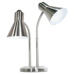 Twin Goose Neck Table Lamp in Nickel